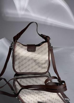 Сумка жіноча в стилі  guess eco brenton grey/brown