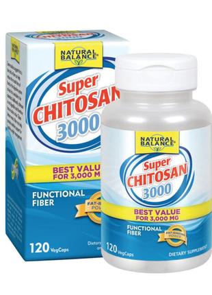 Natural balance суперхітозан 3000. 3000 мг, 120 рослинних капсул.
