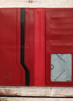 Стильный кожаный кошелек вместительный, grande pelle