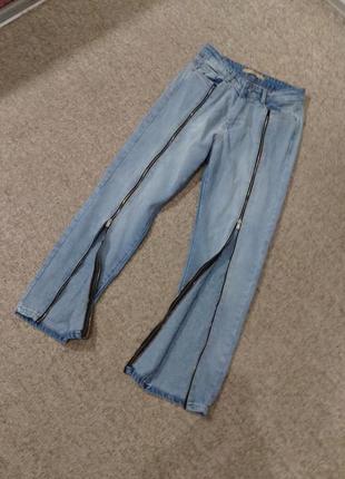Очень крутые и стильные мом джинсы с молниями по всей длине высокая посадка4 фото