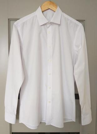 Сорочка рубашка біла класична slim fit voronin  на випускний бавовняна котонова5 фото