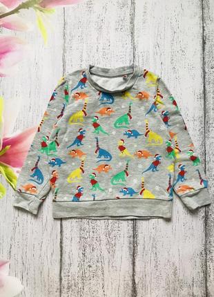 Крутая кофта новогодний свитер свитшот новый год динозавр lily&dan 5-6лет