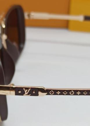 Окуляри в стилі louis vuitton чоловічі сонцезахисні коричневі в коричнево золотій оправі5 фото