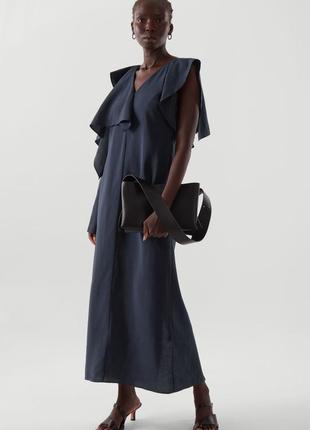 Стильное платье темно-синего цвета cos, arket, 40 размер