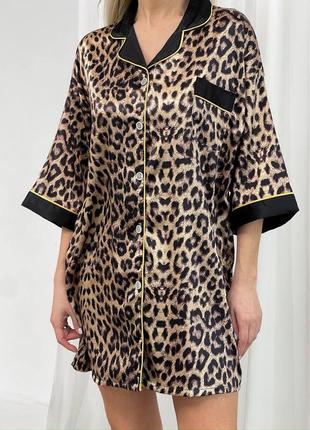 Пижама из шелка в леопардовый принт2 фото