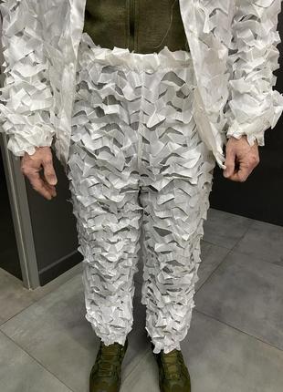 Маскировочный костюм зимний белый yakeda, куртка и брюки (на кнопках, резинки), чехол, размер универсальный8 фото