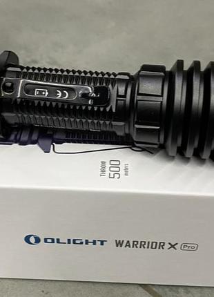Ліхтар тактичний olight warrior x pro чорний, живлення - акумулятор, потужний кишеньковий ліхтарик для військових4 фото