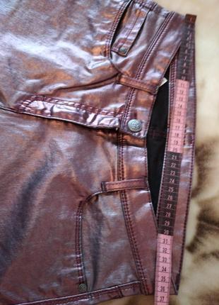 Фирменные блестящие брюки под кожзам штаны лосины леггинсы8 фото