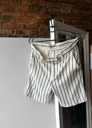 Zara men’s striped white/green shorts streetwear casual шорти в полоску