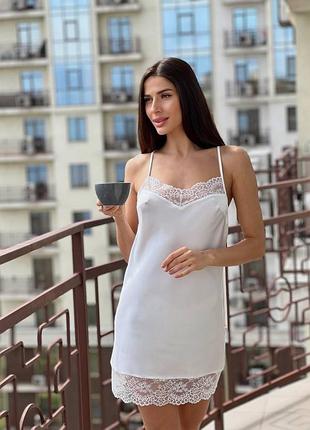 Нічна сорочка на тоненьких бретельках шовк 5125-75