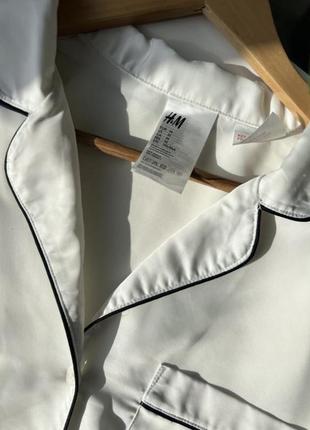 Сатиновий білий костюм під шовк у піжамному стилі / піжама / комплект для дому h&m10 фото