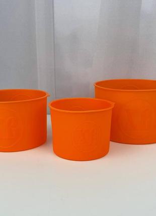 Набір силіконових форм для випікання пасхи 6750 3 предмети помаранчеве6 фото