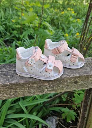 Р.19-24 шкіряні босоніжки для дівчаток clibee f873-2 white