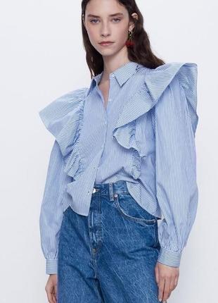 Zara рубашка с воланами размер м