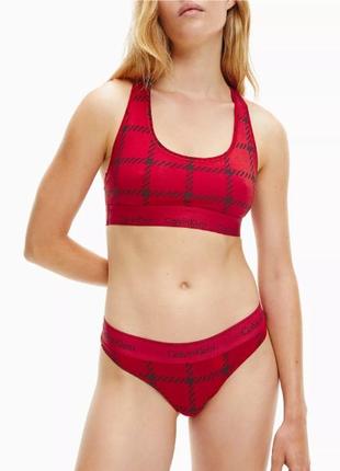 Бралетте calvin klein розмір xs (30a-32a) кельвін кляйн оригінал modern cotton plaid unlined bralette