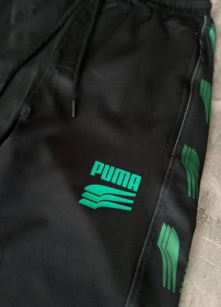 Чоловічі спортивні штани puma на весну у чорно-зеленому кольорі premium якості, стильні та зручні штани на кожен день6 фото