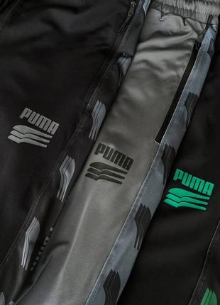 Мужские спортивные штаны puma на весну в черно-зеленом цвете premium качества, стильные и удобные брюки на каждый день10 фото