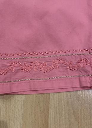 Нежно-розовые комфортные коттоновые капри, вышитые внизу, большого размера, ньяанс2 фото