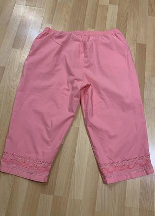 Нежно-розовые комфортные коттоновые капри, вышитые внизу, большого размера, ньяанс3 фото
