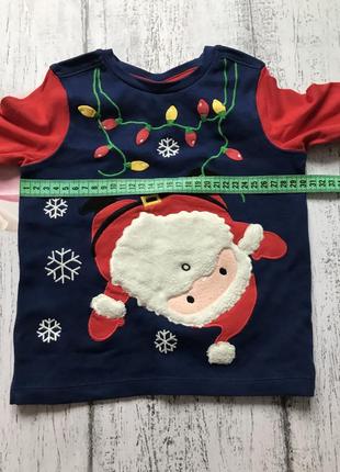 Крутая кофта реглан новогодний свитер новый год санта дед мороз mini club 2-3года5 фото
