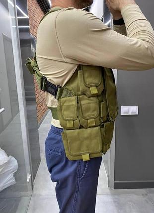 Рпс / разгрузка-лифчик c 15 подсумками, цвет олива, разгрузочный жилет, ременно-плечевая система для военных3 фото
