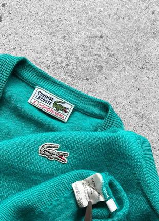 Chemise lacoste men’s vintage teal knit golf tennis sweater vest sleeveless винтажная безрукавка, жилетка, свитер4 фото