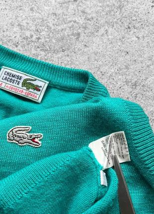 Chemise lacoste men’s vintage teal knit golf tennis sweater vest sleeveless винтажная безрукавка, жилетка, свитер5 фото