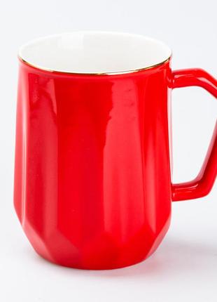Чашка керамічна для чаю та кави 400 мл гуртка універсальна червона
