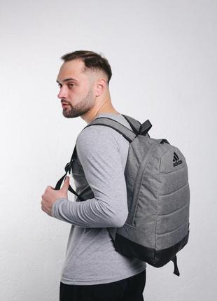 Рюкзак матрац сірий меланж adidas чорне лого 🎒2 фото