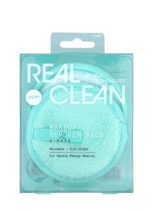 Real techniques makeup remover pads, reusable + dual-sided, 2 pack