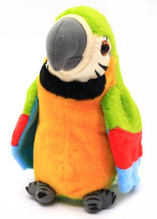 Мягкая интерактивная игрушка-повторюшка a-toys попугай, зеленый, 21 см (м1463/с62901)2 фото