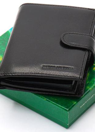 Чорне чоловіче портмоне з натуральної шкіри з відділенням під автодокументи marco coverna mc-2090h-12 фото