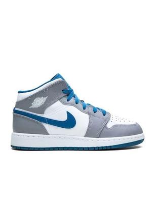 Кроссовки jordan kids air jordan 1 mid "cement/true blue" sneakers р-р.33,5 стелька 21 см