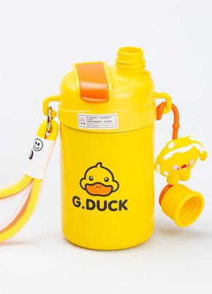 Термос детский с поильником с трубочкой g.duck cup spray 460мл желтый