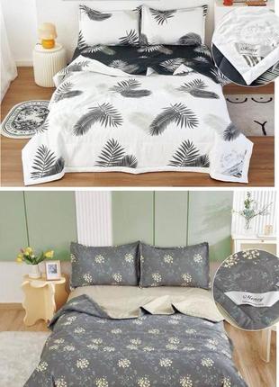 Постельное белье с летним одеялом евро размер принт в ассортименте3 фото