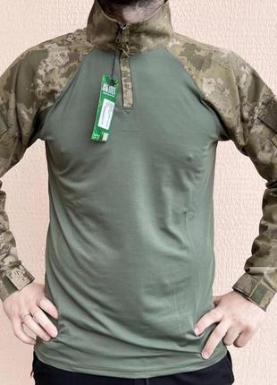 Рубашка мужская военная тактическая с липучками всу (зсу) турция ubaks убакс 7295 xl 52 р хаки