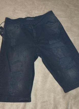 Мужские джинсовые темно-серые шорты рваные 30 32 33 34