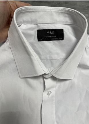 Рубашка мужская белая длинный рукав р 50-52 бренд "marks&spencer"7 фото