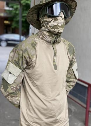 Сорочка чоловіча військова тактична з липучками під шеврони зсу убакс туреччина 6582 s хакі6 фото