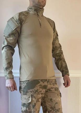 Сорочка чоловіча військова тактична з липучками під шеврони зсу убакс туреччина 6582 s хакі4 фото