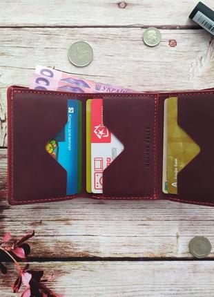 Кожаный компактный кошелек портмоне, grande pelle1 фото