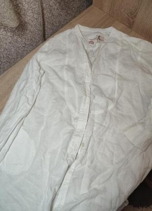 Белоснежная льняная рубашка,блуза, накидка.1 фото