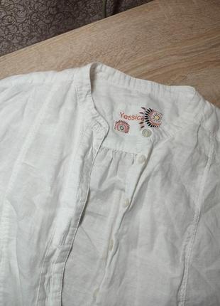 Белоснежная льняная рубашка,блуза, накидка.2 фото