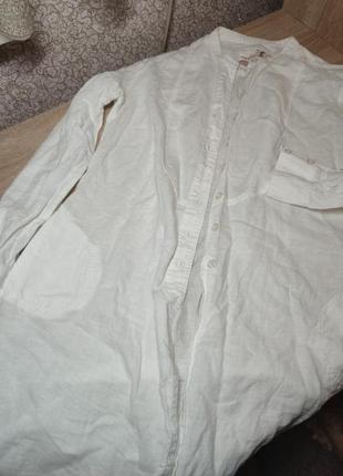Белоснежная льняная рубашка,блуза, накидка.3 фото