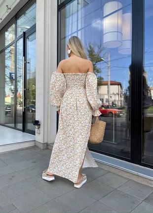 Муслиновое платье принт длинное (длина макси) из натуральной хлопковой ткани