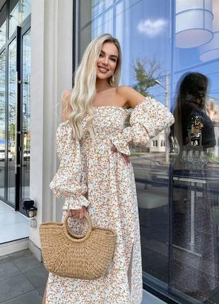 Муслиновое платье принт длинное (длина макси) из натуральной хлопковой ткани