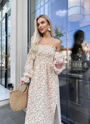 Муслиновое платье принт длинное (длина макси) из натуральной хлопковой ткани