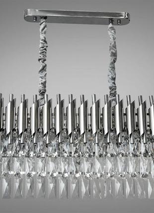 Кришталева люстра овальної форми для вітальні mumbai на 8 ламп хром + хром 9001-800x300ch+ch
