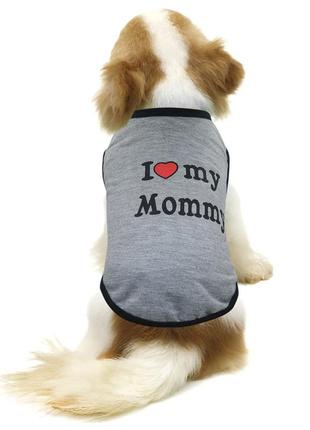 Майка для собак pet style "я люблю свою маму" серая s