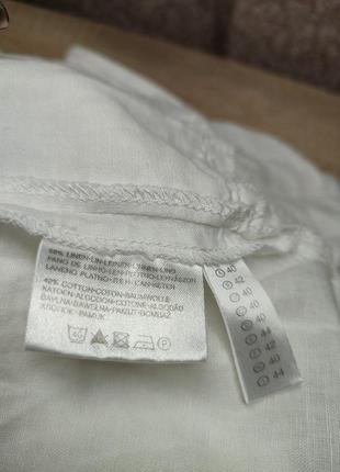 Белоснежная льняная рубашка,блуза, накидка.7 фото
